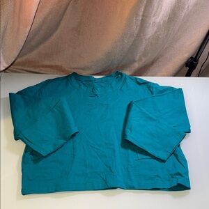 Teal Cropped Long Sleeve Top